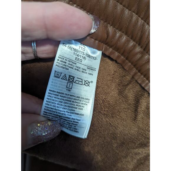 Banana Republic Vegan Leather Jogger Pants Cognac Drawstring Size XXL NWT - Picture 9 of 11